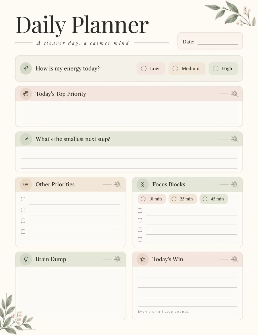Daily Planner page