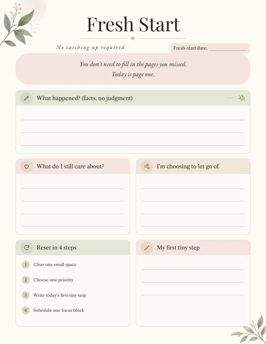 Fresh Start page